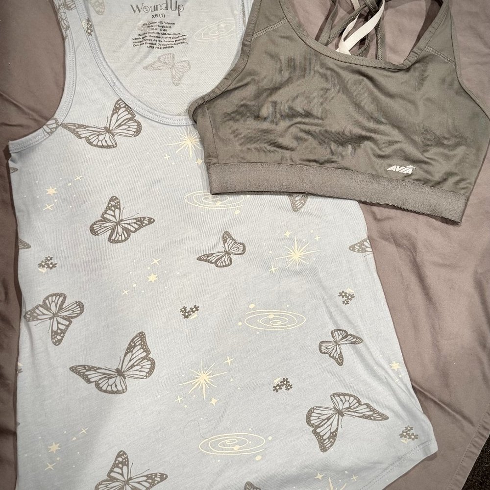 SPORTS BRA/TANK TOP COMBO SIZE XS/SM (GRAY/BLUE)